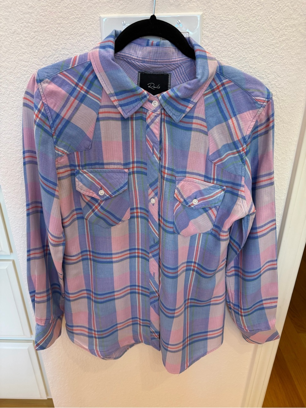 Women’s Rails Pink and Light Blue Plaid Button-Front Shirt